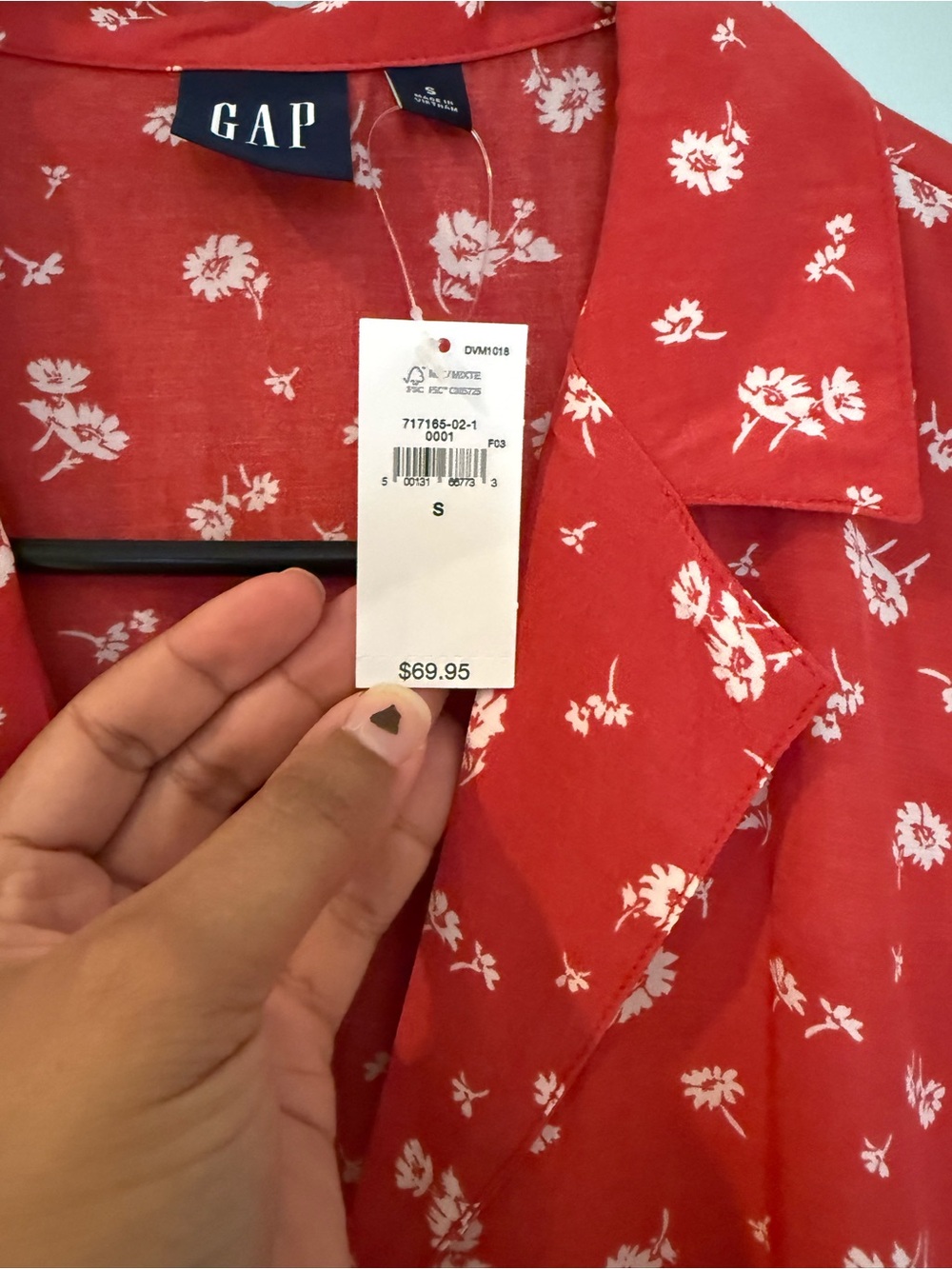 GAP Red Floral Button Front Mini Summer Dress - Picture 6 of 6